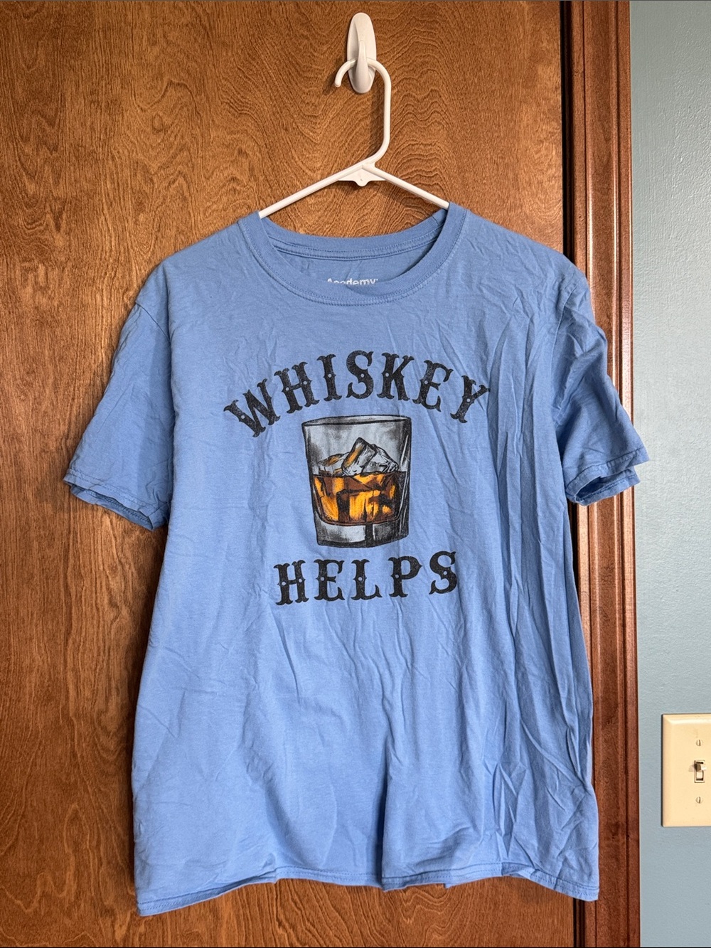 Whiskey Helps Graphic Tee - Light Blue Men’s Shirt